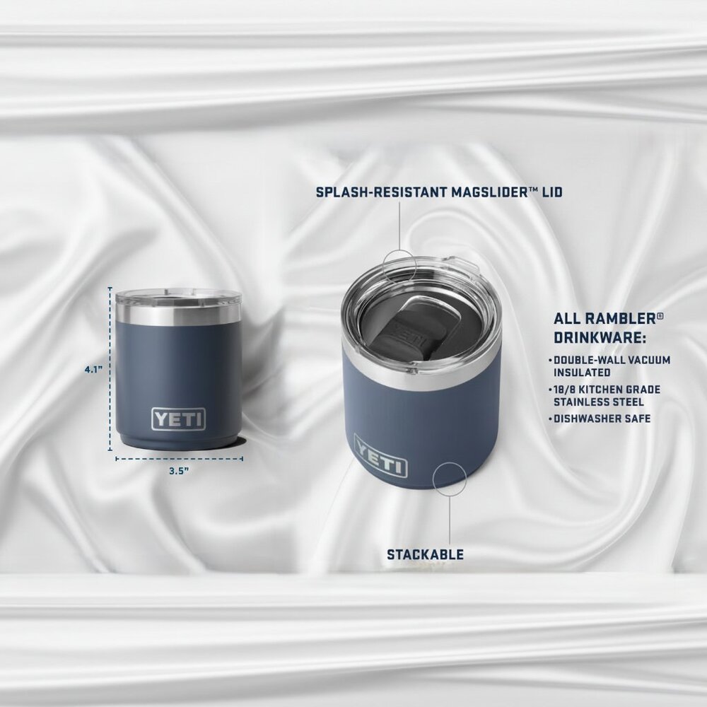 YETI Rambler 10oz Stackable Lowball Navy Blue With MagSlider Lid NWOT - Picture 7 of 8